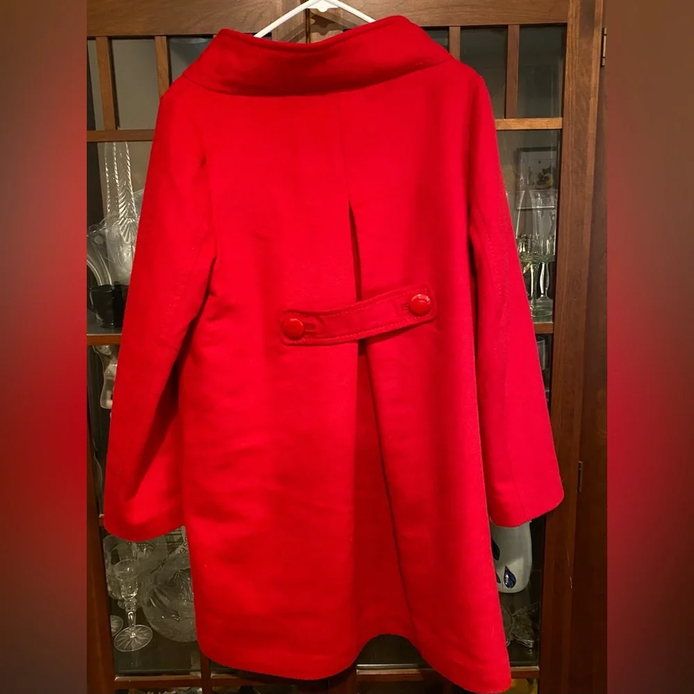 Kate Spade Dress Length Red Coat With Bow Detail. Size L - Picture 2 of 8